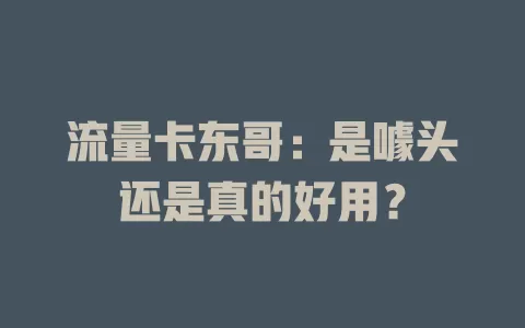 流量卡东哥：是噱头还是真的好用？