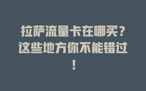 拉萨流量卡在哪买？这些地方你不能错过！