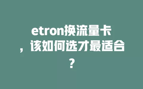 etron换流量卡，该如何选才最适合？