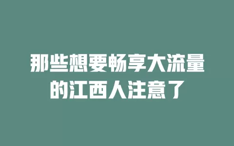 那些想要畅享大流量的江西人注意了