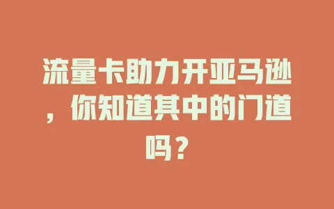 流量卡助力开亚马逊，你知道其中的门道吗？
