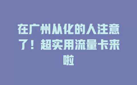 在广州从化的人注意了！超实用流量卡来啦