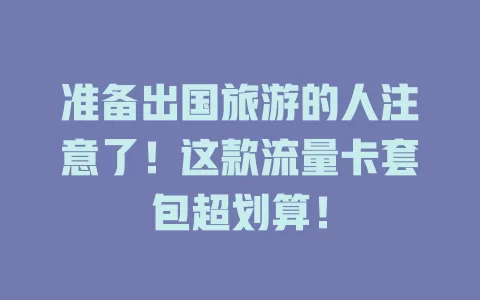 准备出国旅游的人注意了！这款流量卡套包超划算！