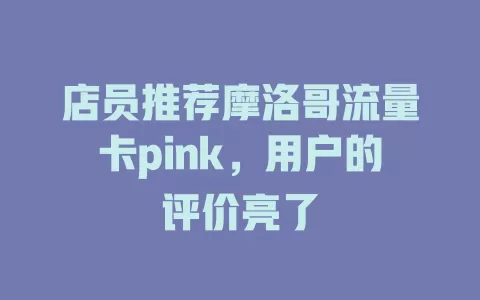 店员推荐摩洛哥流量卡pink，用户的评价亮了