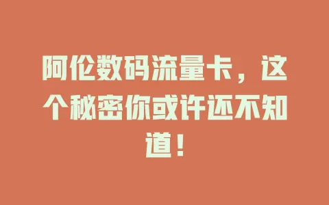 阿伦数码流量卡，这个秘密你或许还不知道！