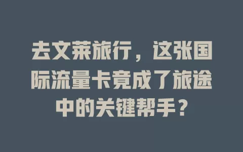 去文莱旅行，这张国际流量卡竟成了旅途中的关键帮手？