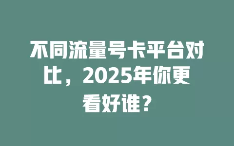 不同流量号卡平台对比，2025年你更看好谁？