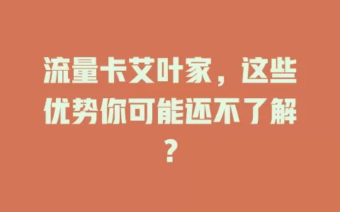 流量卡艾叶家，这些优势你可能还不了解？