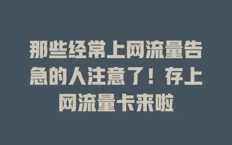 那些经常上网流量告急的人注意了！存上网流量卡来啦