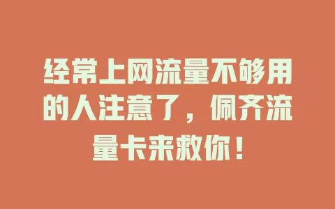 经常上网流量不够用的人注意了，佩齐流量卡来救你！