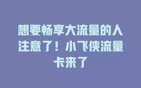 想要畅享大流量的人注意了！小飞侠流量卡来了
