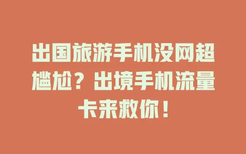出国旅游手机没网超尴尬？出境手机流量卡来救你！