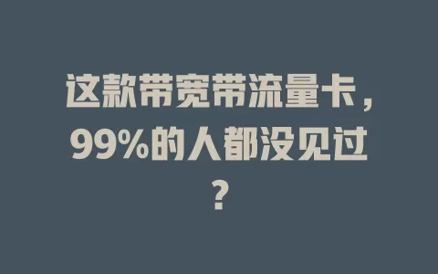 这款带宽带流量卡，99%的人都没见过？