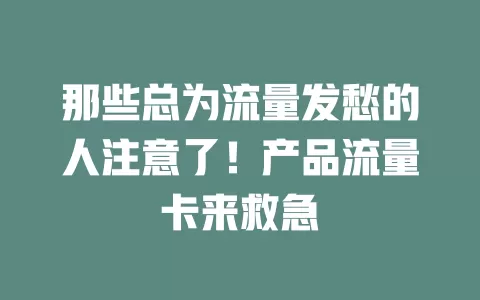 那些总为流量发愁的人注意了！产品流量卡来救急