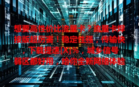 想要高性价比流量卡？流量卡焊接版超厉害！稳定性强，传输快，下载提速[X]%，城乡信号弱区都好用，给你全新网络体验！