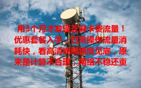 用3个月才发现芝麻卡费流量！优惠套餐入手，日常操作流量消耗快，看高清视频额度见底，原来是计算不合理，网络不稳还重传，害我流量焦虑，选卡得摸清流量特点