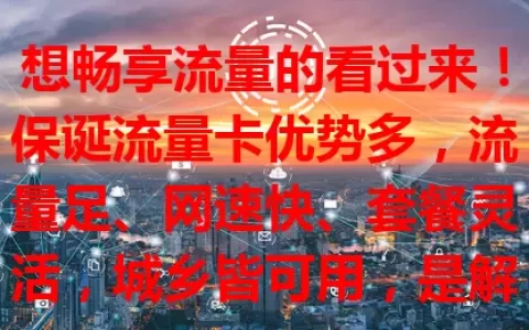 想畅享流量的看过来！保诞流量卡优势多，流量足、网速快、套餐灵活，城乡皆可用，是解决流量问题的好帮手