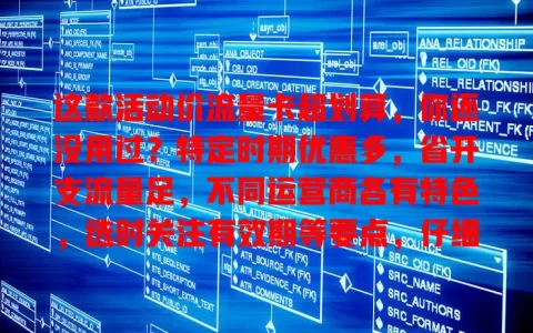 这款活动价流量卡超划算，你还没用过？特定时期优惠多，省开支流量足，不同运营商各有特色，选时关注有效期等要点，仔细挑就能找到适合自己的，上网畅快钱包不瘪！