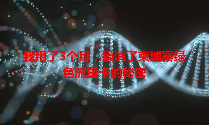 我用了3个月,摸清了柬埔寨绿色流量卡的秘密
