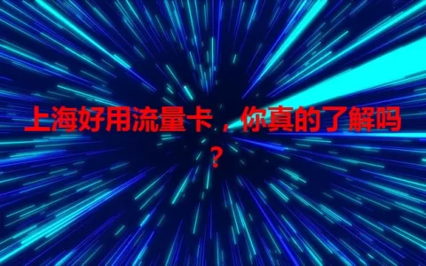 上海好用流量卡，你真的了解吗？