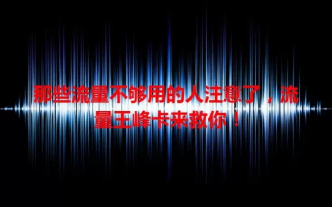 那些流量不够用的人注意了，流量王峰卡来救你！