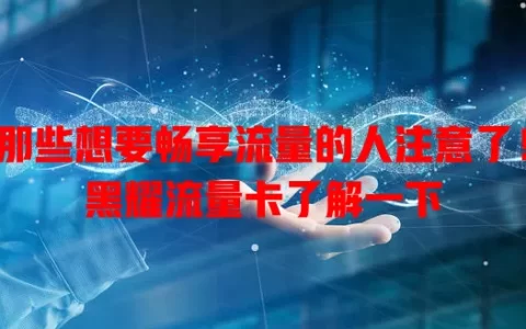 那些想要畅享流量的人注意了！黑耀流量卡了解一下