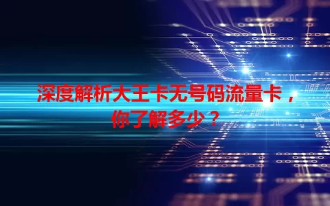 深度解析大王卡无号码流量卡，你了解多少？