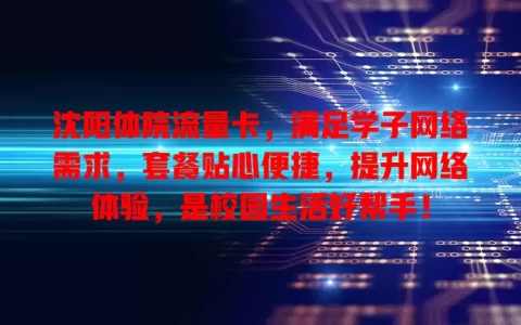 沈阳体院流量卡，满足学子网络需求，套餐贴心便捷，提升网络体验，是校园生活好帮手！