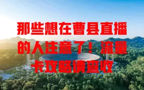那些想在曹县直播的人注意了！流量卡攻略请查收