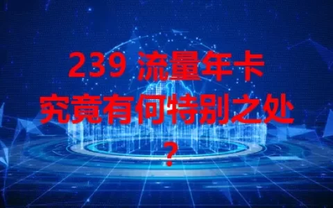 239 流量年卡究竟有何特别之处？