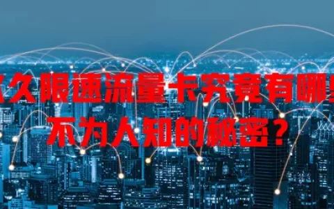 永久限速流量卡究竟有哪些不为人知的秘密？