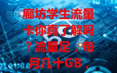 廊坊学生流量卡你真了解吗？流量足，每月几十GB，多种套餐可选，网络快且稳，还有专属客服，特殊情况可灵活调套餐，选卡要按需挑最适合的