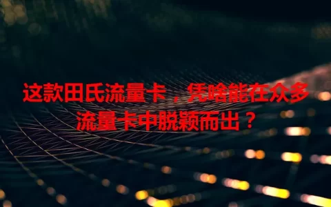 这款田氏流量卡，凭啥能在众多流量卡中脱颖而出？