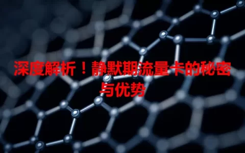 深度解析！静默期流量卡的秘密与优势