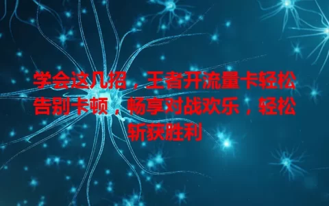学会这几招，王者开流量卡轻松告别卡顿，畅享对战欢乐，轻松斩获胜利