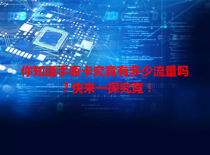 你知道手表卡究竟有多少流量吗?快来一探究竟!