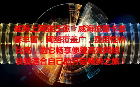 威海上网族注意！威海流量卡套餐丰富，网络覆盖广，费用性价比高，选它畅享便捷高效网络，快挑适合自己的开启畅快之旅！