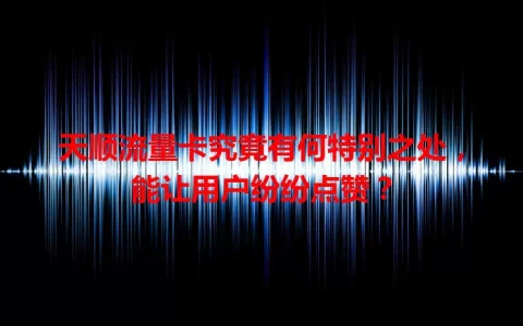 天顺流量卡究竟有何特别之处，能让用户纷纷点赞？