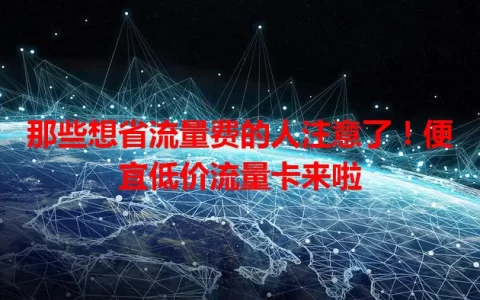 那些想省流量费的人注意了！便宜低价流量卡来啦