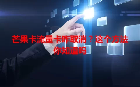 芒果卡流量卡咋取消？这个方法你知道吗