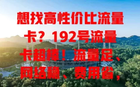 想找高性价比流量卡？192号流量卡超棒！流量足、网络稳、费用省，满足多样需求，解决流量烦恼！