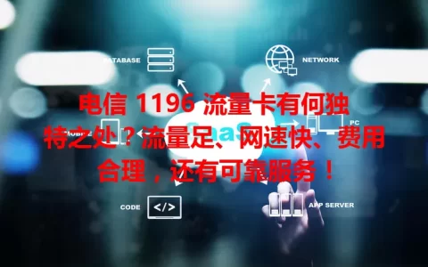 电信 1196 流量卡有何独特之处？流量足、网速快、费用合理，还有可靠服务！