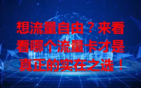 想流量自由？来看看哪个流量卡才是真正的实在之选！