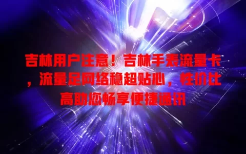 吉林用户注意！吉林手表流量卡，流量足网络稳超贴心，性价比高助您畅享便捷通讯