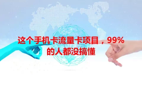 这个手机卡流量卡项目，99%的人都没搞懂