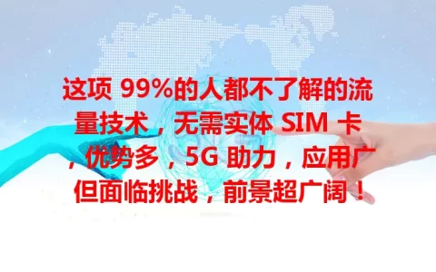 这项 99%的人都不了解的流量技术，无需实体 SIM 卡，优势多，5G 助力，应用广但面临挑战，前景超广阔！