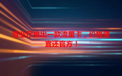营业厅推出一款流量卡，价格便宜还官方！