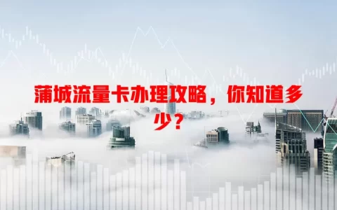 蒲城流量卡办理攻略，你知道多少？