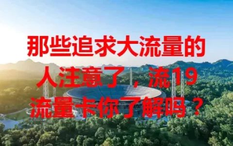 那些追求大流量的人注意了，流19流量卡你了解吗？