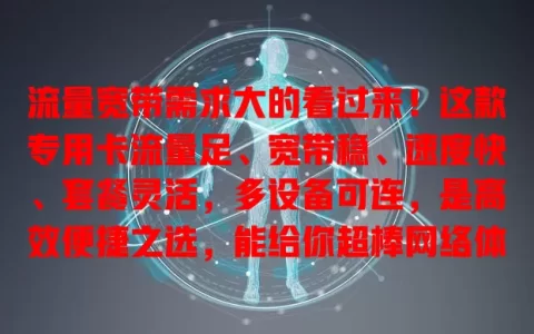 流量宽带需求大的看过来！这款专用卡流量足、宽带稳、速度快、套餐灵活，多设备可连，是高效便捷之选，能给你超棒网络体验